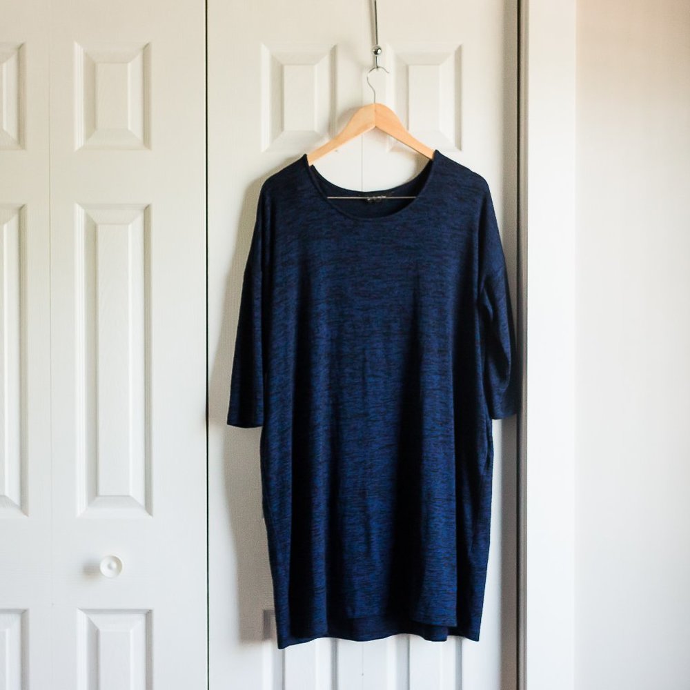 Blue long sleeve dress with pockets